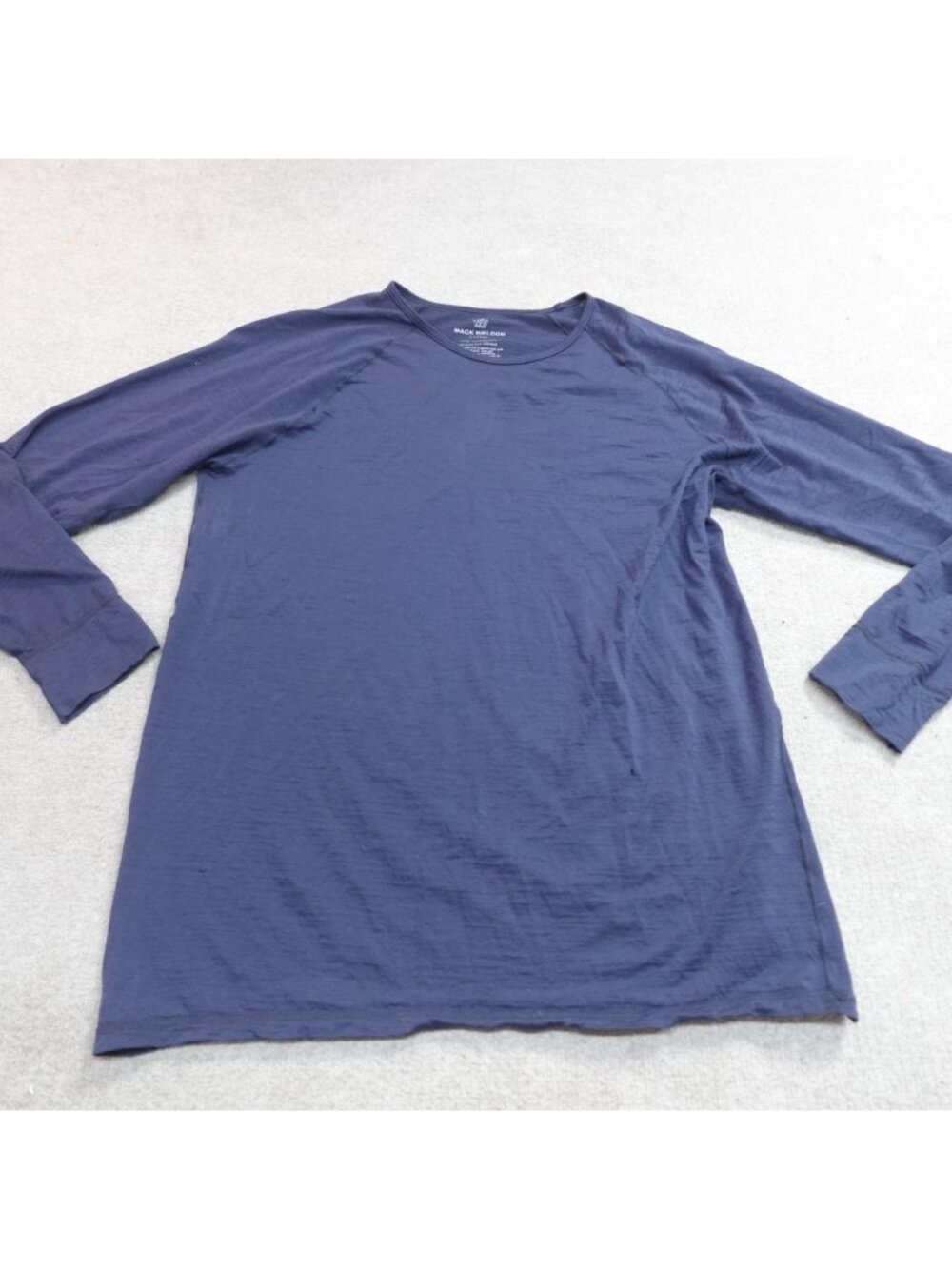 Mack Weldon Shirt XL Blue Raglan Merino Wool Blend Base Layer